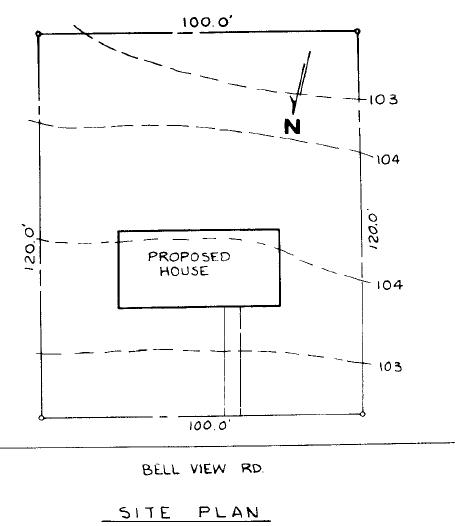 120,0' 100.0' PROPOSED HOUSE SITE 100.0 BELL VIEW RD. PLAN N -103 104 120.0 104 103