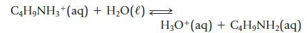 C4HNH3+ (aq) + HO(l)  H3O+ (aq) + C4HNH(aq)
