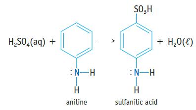 HSO4(aq) + :N-H T H aniline SO3 H + HO(e) N-H T H sulfanilic acid
