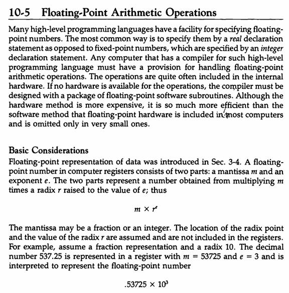 10-5 Floating-Point Arithmetic Operations Many high-level programming languages have a facility for