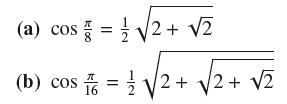(a) cos=2+ 2 (b) cos = 2 + 2+ 2 + 2