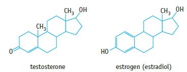 CH3 CH3 OH testosterone  CH3 OH estrogen (estradiol)