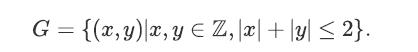 = {(x,y)|x, y  Z, x + y  2}.