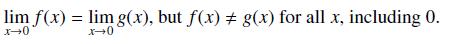 lim f(x) = lim g(x), but f(x) = g(x) for all x, including 0. x-0 x-0