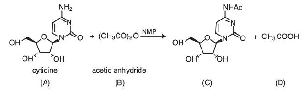 OH NH OH OH cytidine (A) + (CH3CO) 20. NMP acetic anhydride (B) OH OH (C) NHAC OH + CH3COOH (D)