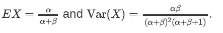 EX= and Var(X) =  a+  (a+B)(a+B+1)