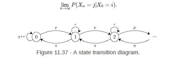 q+r P 9 lim P(Xn=jXo = i). n P 9 P 9 Figure 11.37 - A state transition diagram.