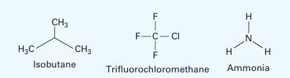 HC- CH3 CH3 Isobutane F F-C-CI F Trifluorochloromethane H H H Ammonia