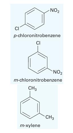 CI -NO p-chloronitrobenzene CI m-xylene NO m-chloronitrobenzene CH3 CH 3