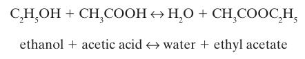 C,H,OH +CH_COOH+H,O+CH,COOC,H, ethanol + acetic acid water + ethyl acetate