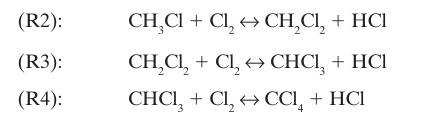 (R2): (R3): (R4): CHCl + Cl CHCl + HCl CHCl + Cl CHCl, + HCl CHCI + ClCCI + HCI 4