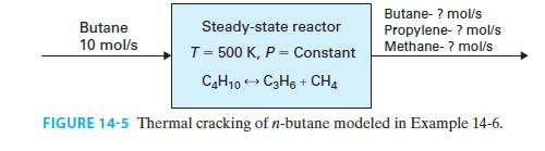 Butane- ? mol/s Propylene- ? mol/s Methane- ? mol/s Butane 10 mol/s Steady-state reactor T = 500 K, P =
