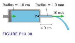 Radius 1.0 cm Radius = 1.0 mm 10 m/s FIGURE P13.38 Pe 4.0 cm