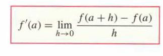 f'(a) = lim h0 f(a+h) - f(a) h