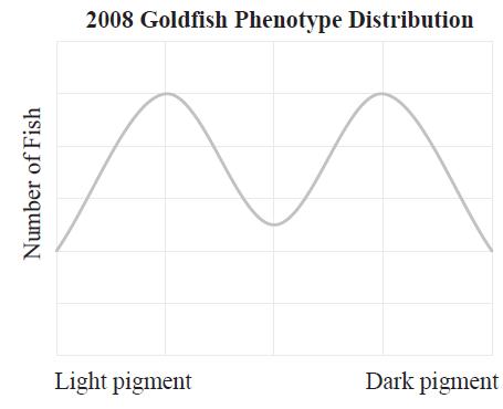 Number of Fish 2008 Goldfish Phenotype Distribution Light pigment Dark pigment
