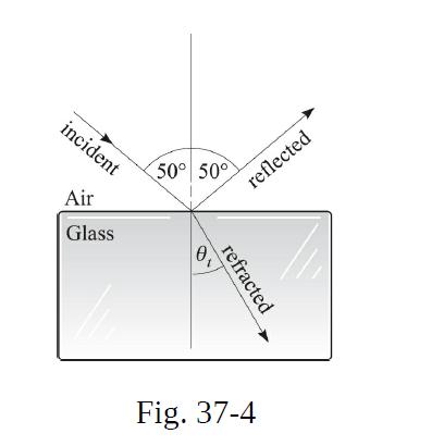 incident Air Glass 50 50 0, refracted reflected Fig. 37-4