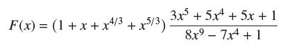 F(x) = (1 + x + x4/3 + x5/3) 3x5 + 5x + 5x + 1 8x97x4+1