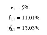 21 = 9% f,1 f1,1 = 11.01% 2,1 = 13.03%