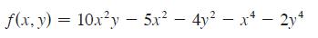 f(x, y) = 10xy - 5x - 4y - x - 2y4