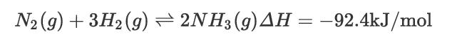 N(g) + 3H(g)  2NH3(g)AH = -92.4kJ/mol