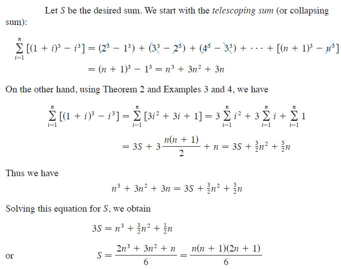 sum): Let S be the desired sum. We start with the telescoping sum (or collapsing 71  [(1 + i)1] = (2  1) + (3