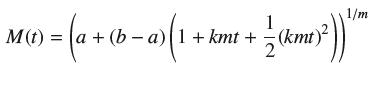 1/m 1 +(b-a) 1 +kmt + = (kmt)2 ))" 2 M (1) = (a + (b a)
