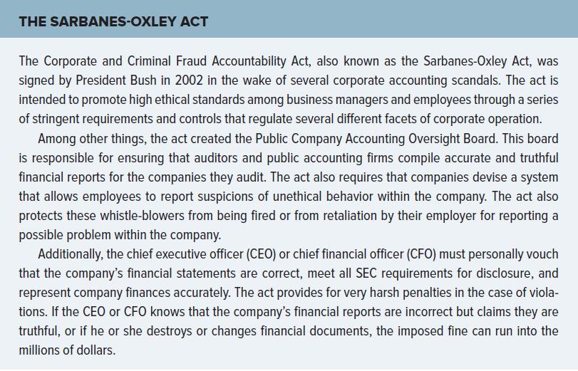 THE SARBANES-OXLEY ACT The Corporate and Criminal Fraud Accountability Act, also known as the Sarbanes-Oxley