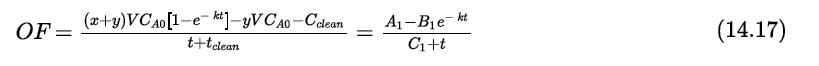 OF= (x+y)VCA0[1-et-yVCAO-Cclean t+tclean = A-Be-kt C+t (14.17)