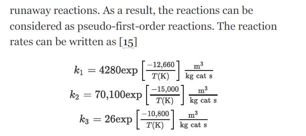 runaway reactions. As a result, the reactions can be considered as pseudo-first-order reactions. The reaction