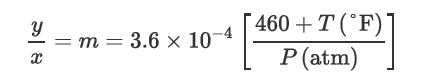 Y X = m = 3.6 x 10-4 460+T (F) P (atm)