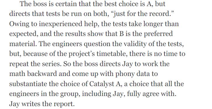 The boss is certain that the best choice is A, but directs that tests be run on both, "just for the record."