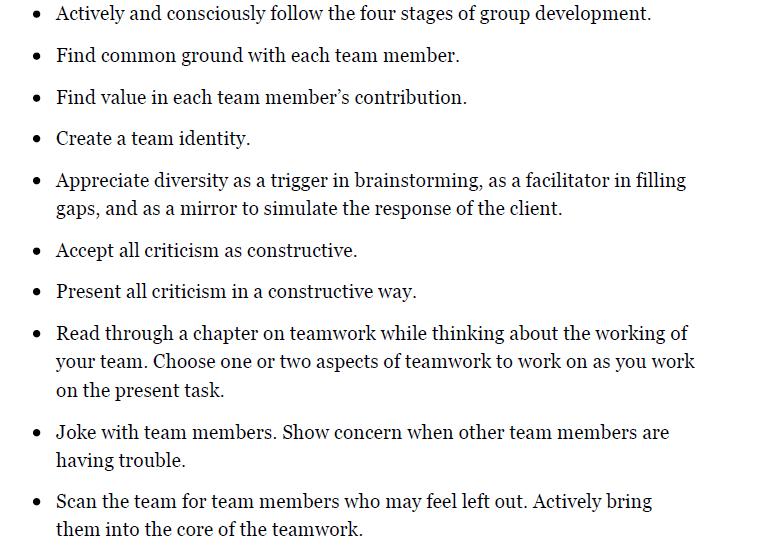Actively and consciously follow the four stages of group development.  Find common ground with each team