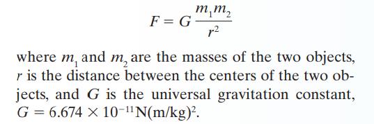 mm p F=G- where m, and m, are the masses of the two objects, r is the distance between the centers of the two