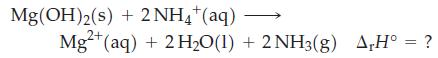 Mg(OH)2(s) + 2NH4+ (aq) Mg2+ (aq) + 2 HO(1) + 2NH3(g) AH = ?
