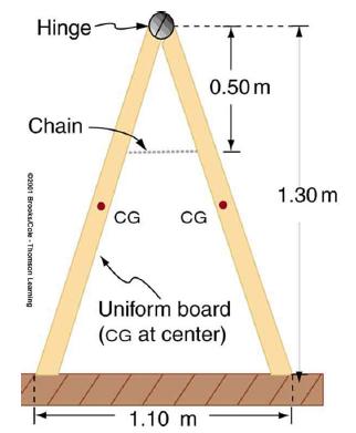 Hinge Chain 02001 Brooks/Cole-Thomson Learning CG CG 0.50 m Uniform board (CG at center) 1.10 m 1.30 m