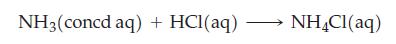 NH3(concd aq) + HCl(aq)  NHCl(aq)