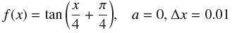 ( + 7 ) f(x) = tan a = 0, Ax = 0.01