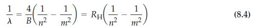 1  = 1 2 B N 43 17) - R ( 1/2 - 1/) = RH  m m (8.4)