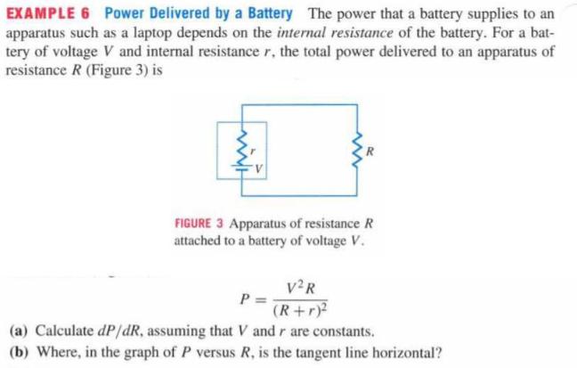 EXAMPLE 6 Power Delivered by a Battery The power that a battery supplies to an apparatus such as a laptop