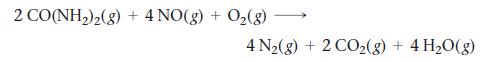 2 CO(NH,)2(g) +4NO(g) + O,(g) 4 N(g) + 2 CO(g) + 4 HO(g)