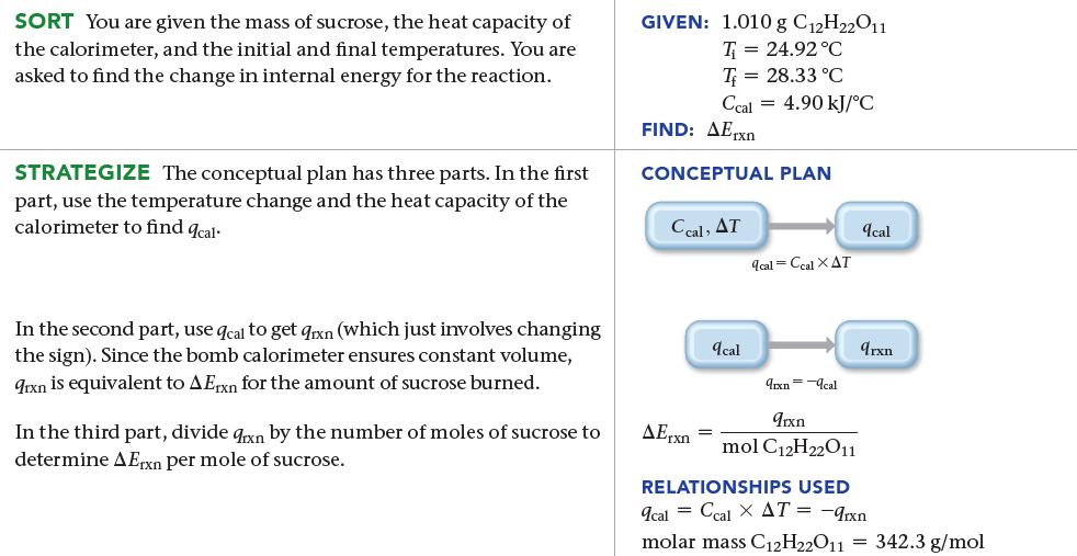 SORT You are given the mass of sucrose, the heat capacity of the calorimeter, and the initial and final