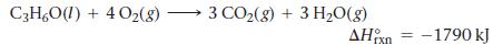 C3H6O(1) + 4 O(g) 3 CO(g) + 3 HO(g) AHin = -1790 kJ rxn