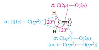 T: (2p)-0(2p) H o: H(1s)-C(sp) 120C= H 120 o: C(sp)-0(2p) [or, o: C(sp)-0(sp)]