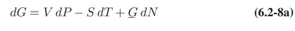 dGV dP - SdT+GdN (6.2-8a)