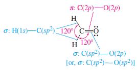 T: C(2p)-0(2p) H o: H(1s)-C(sp) 120 C  H 120 o: C(sp)-0(2p) [or, o: C(sp)-0(sp)]