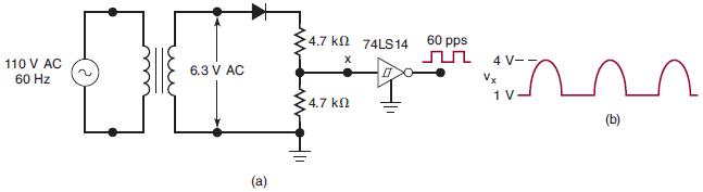 4.7 k 74LS14 60 pps X -Otom 4.7  110 V AC 60 Hz 6.3 V AC 4 V-- Vx 1 V (b)