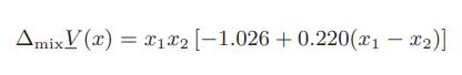 Amix V(x) = x1x2 [-1.026 +0.220(x - x)]