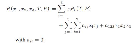 3  (21,22,23,T, P) = ; (T, P) -  i=1 with aii = = 0. 3 3 aija;; + 123212223 j=1 i=1