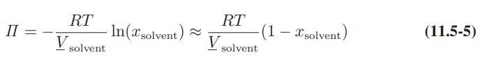 II = RT V solvent -In(xsolvent) RT VSC solvent (1 - xsolvent) (11.5-5)