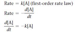 Rate = k[A] (first-order rate law) d[A] Rate = dt d[A] dt -k[A]